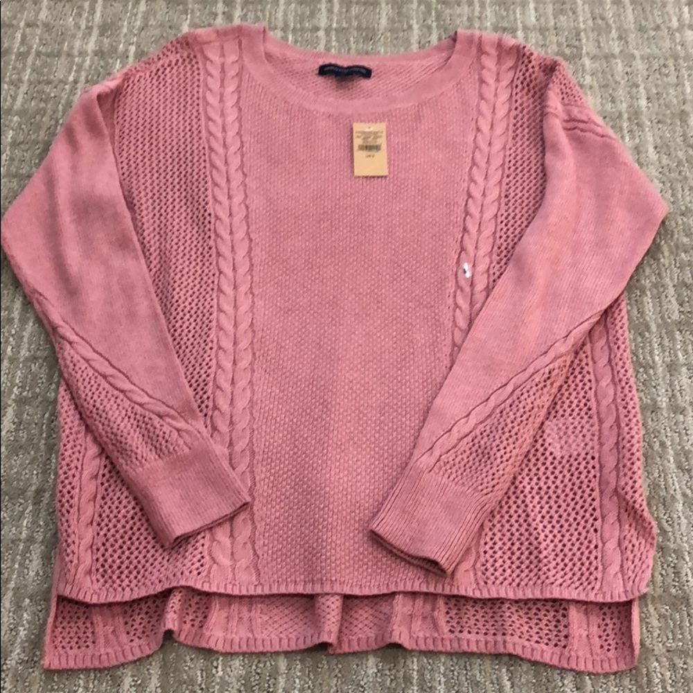 Dusty rose colored knit sweater. American eagle.